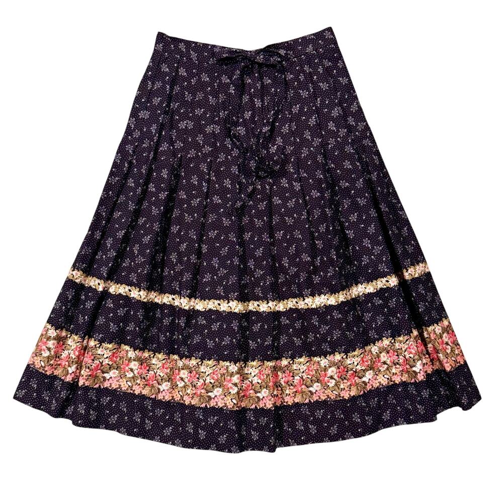Jones New York Floral A-Line Skirt - Black and Pink